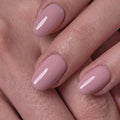 CurvLife Short Oval Chrome Nude Press On Nails, Champagne Pearl, Soft Gel | 32PCS 16 Sizes, Salon-Quality Natural Fake Nails, Curved Fit, 7-14 Day Glue-On Wear, Reusable Stick-On Nails, Press-On Kit