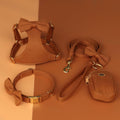 Beirui Cute Small Dog Harness Collar and Leash Set, Brown,XS,Chest 13-28"