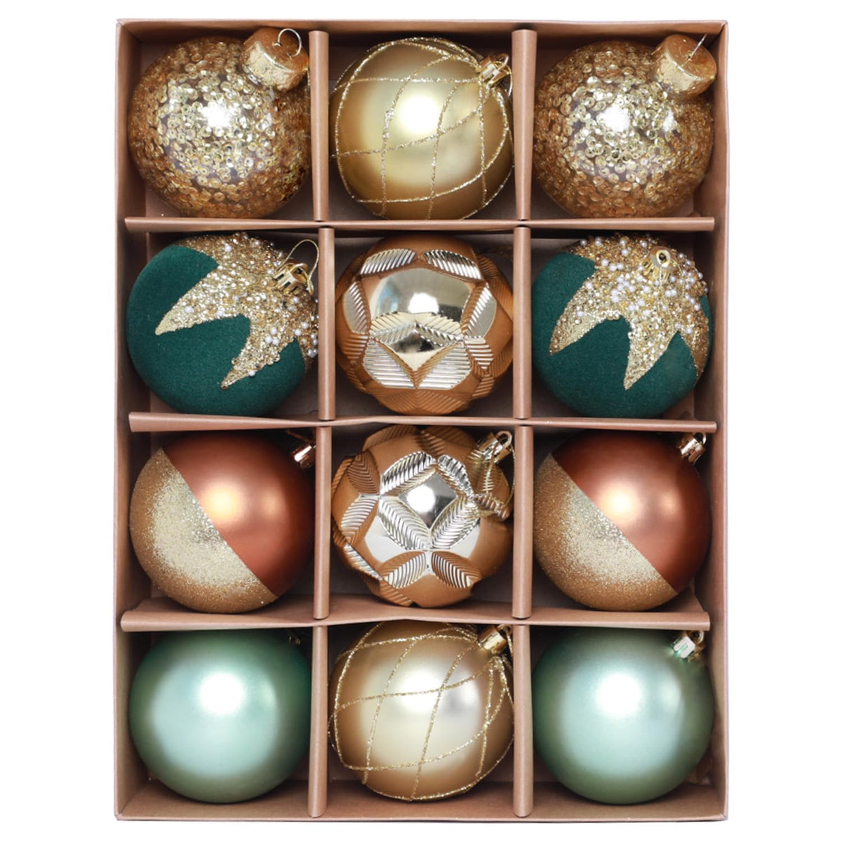 HipTree 12ct 2.36 in Copper Gold Velvet Baubles for Tabletop Christmas Tree