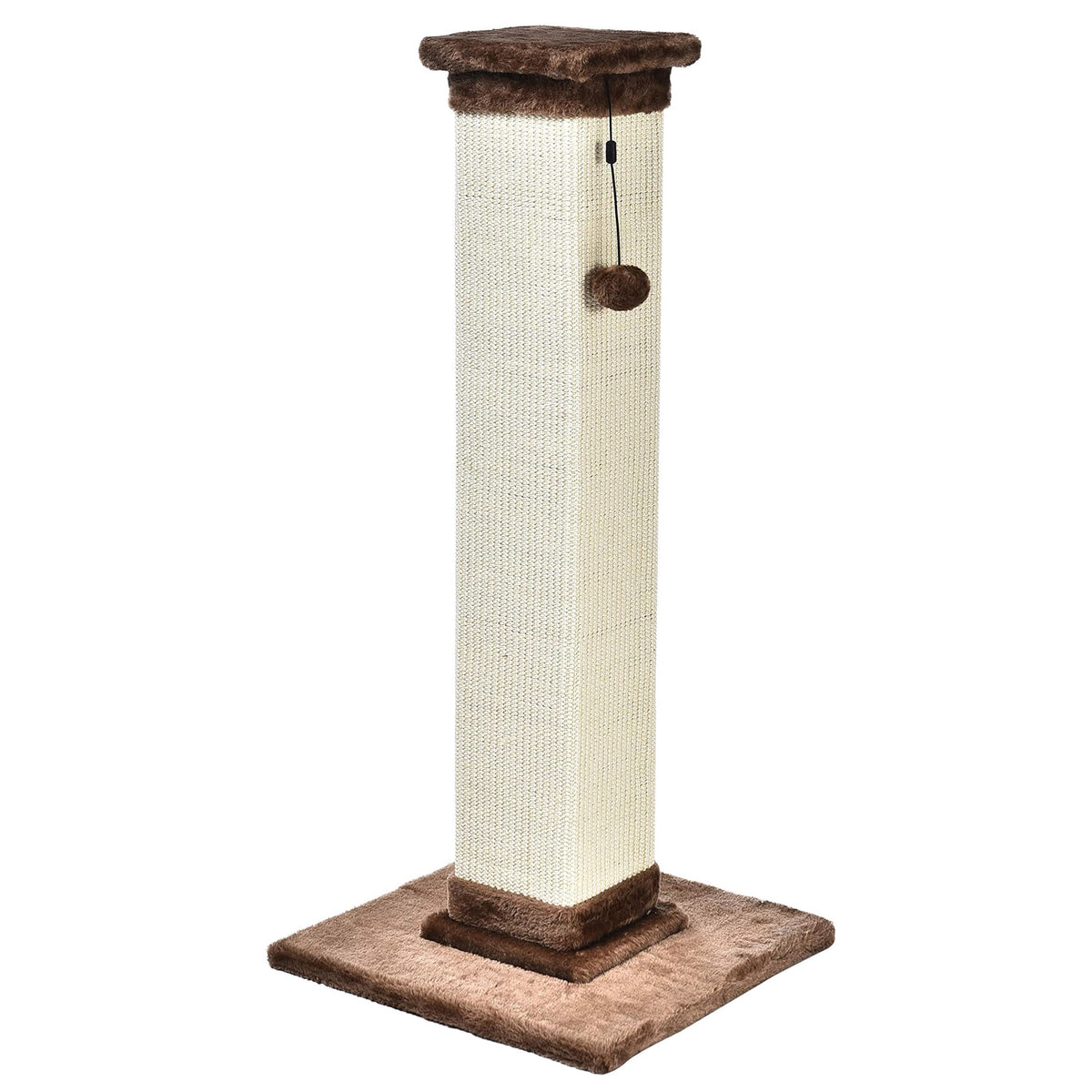 Amazon Basics Cat Scratching Post for Indoor Cats & Kittens, Medium (31.5"H), Cat Furniture with Dangling Ball Toy, Grey