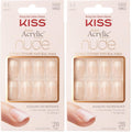 KISS Salon Acrylic Press On Nails, Nail glue included, 'Cashmere', French, Medium Size, Squoval Shape, Includes 28 Nails, 2g Glue, 1 Manicure Stick, 1 Mini file