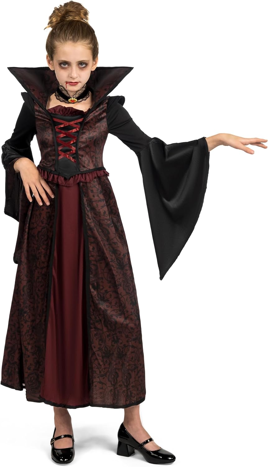 Spooktacular Creations Halloween Royal Vampire Costume Set for Girls Halloween Dress Up Party, Cosplay, Vampire-Themed Party
