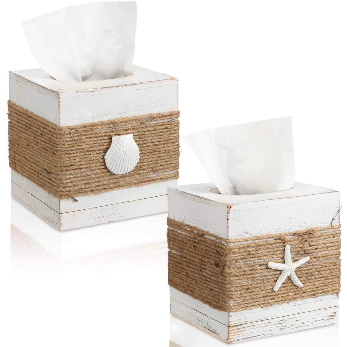 Thyle 2 Pcs Fall Tissue Box Cover Square, Pumpkin PU Leather Tissue Holder
