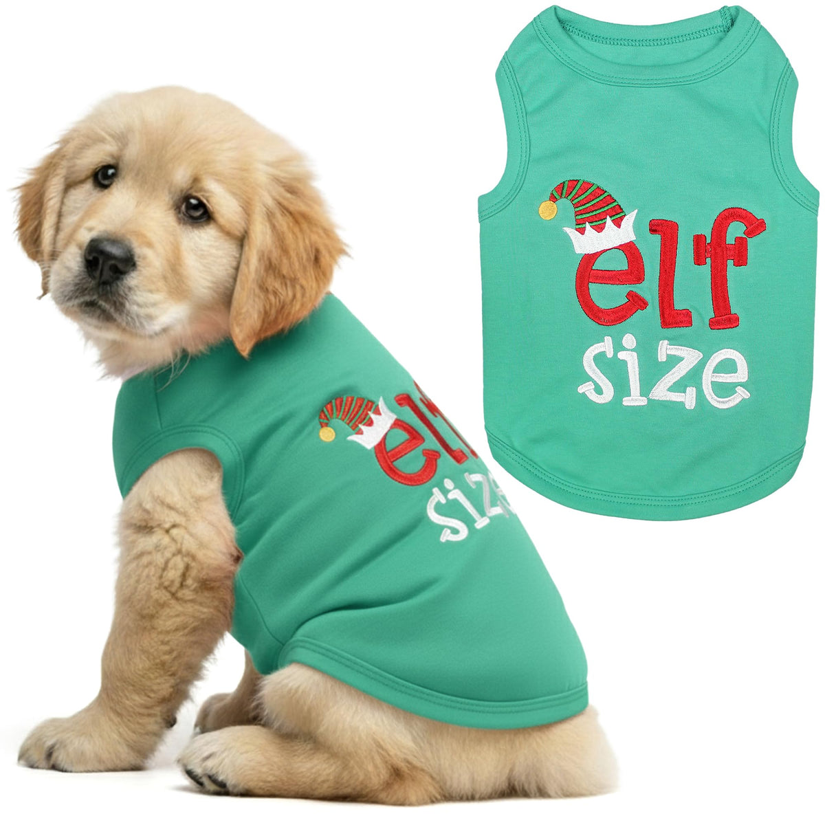 Parisian Pet Dog Tshirt - Embroidered “ Sorry Santa I Ate Your Cookies “ Dog Shirt - Lightweight Cotton Pet Christmas Outfit - Sleeveless Christmas Puppy Clothes - Shirts for Small Dogs - XXS