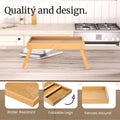 Fibogollo 2 Pack Bamboo Bed Tray Table with Folding Legs,Breakfast Trays,Serving Tray for Food and Snack,Laptop Trays for Working(Natural)