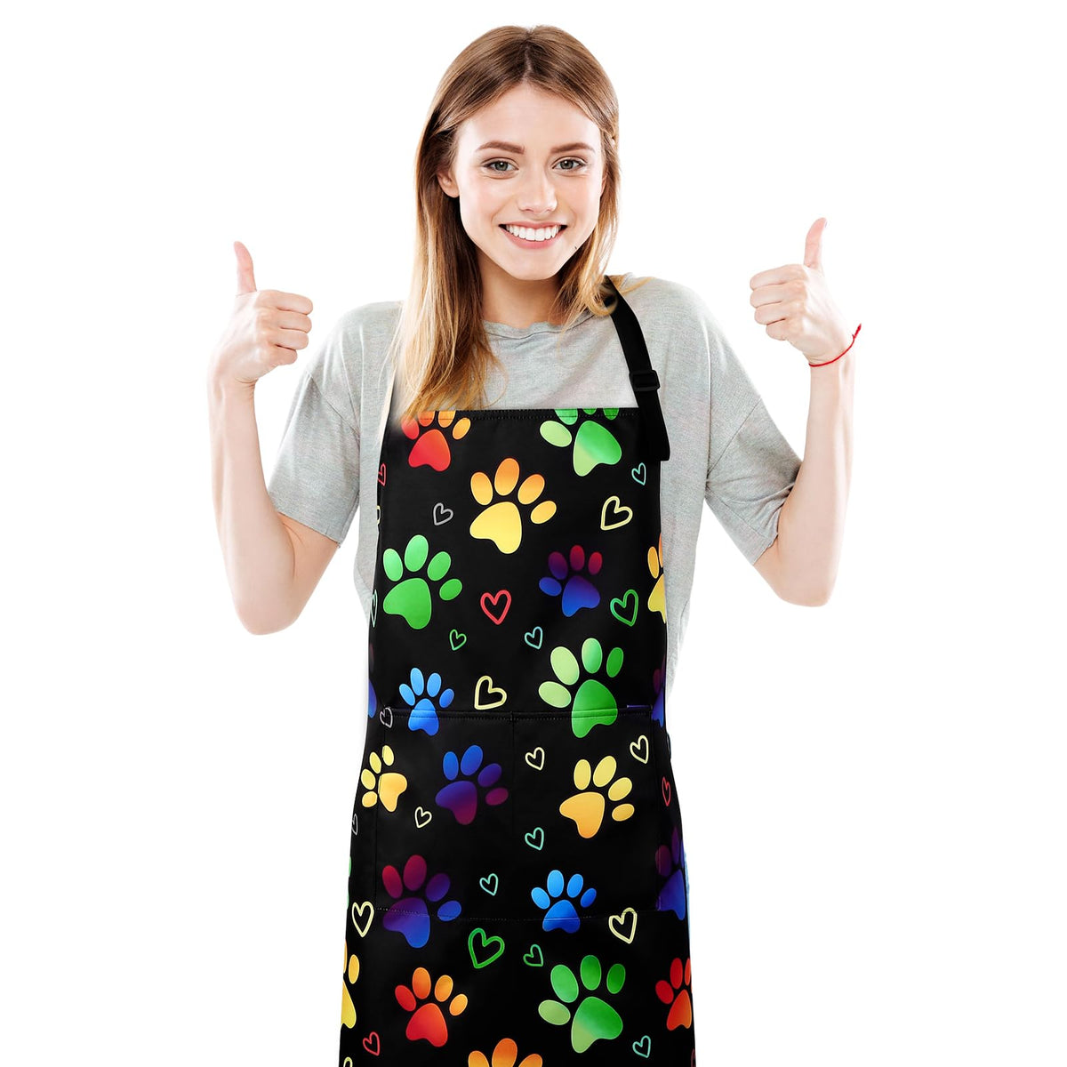 Dog Grooming Waterproof Apron with 2 Pockets, Cute Animals Puppy Dog Pets Apron