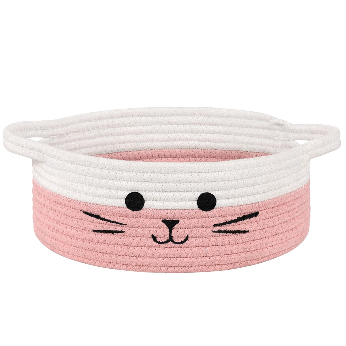 Small Woven Rope Storage Basket, Cute Cat Toy Basket for Living Room, Baby Baskets for Nursery, Gift Baskets Empty for Baby Shower, Grey, 9.8 x 4 inches