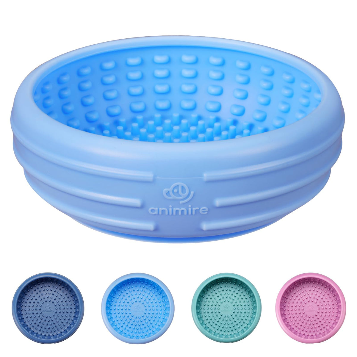 Dog Lick Bowl, Animire Freeze Lick Mat for Dogs, Non-Slip Slow Feeder Licking Bowl Enrichment Treat for Distraction Anxiety Relief, Food Grade Silicone, Dishwasher Safe(Dark Blue,S)