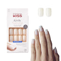 KISS Salon Acrylic Press On Nails, Nail glue included, 'Cashmere', French, Medium Size, Squoval Shape, Includes 28 Nails, 2g Glue, 1 Manicure Stick, 1 Mini file