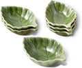 Ceramic Soy Sauce Dishes, Green Leaf Shape Dipping Bowls, 1.5OZ