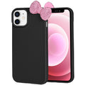 Cases for iPhone 13, Luxury Glitter 3D Rhinestone Bow Phone Cover Soft Litchi Pattern Protective Phone Case for iPhone 13 6.1" 2021