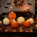 Fall Decor Pumpkin Flameless Candles Remote LED Candles Orange Set of 2