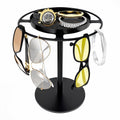 LSK Metal Sunglasses Organizer, Glasses Holder Stand with Storgae Tray, Eyeglasses Holder with Anti-Slip Pads for Tabletop, Desk, Dresser, Gold