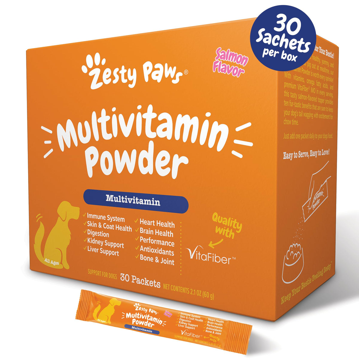 Zesty Paws Dog Multivitamin, Chewable Dog Vitamins and Supplements for Hip & Joints, Skin & Coat, Omega 3 Fish Oil for Dogs- Senior & Puppy Multivitamin- Chicken- 90ct