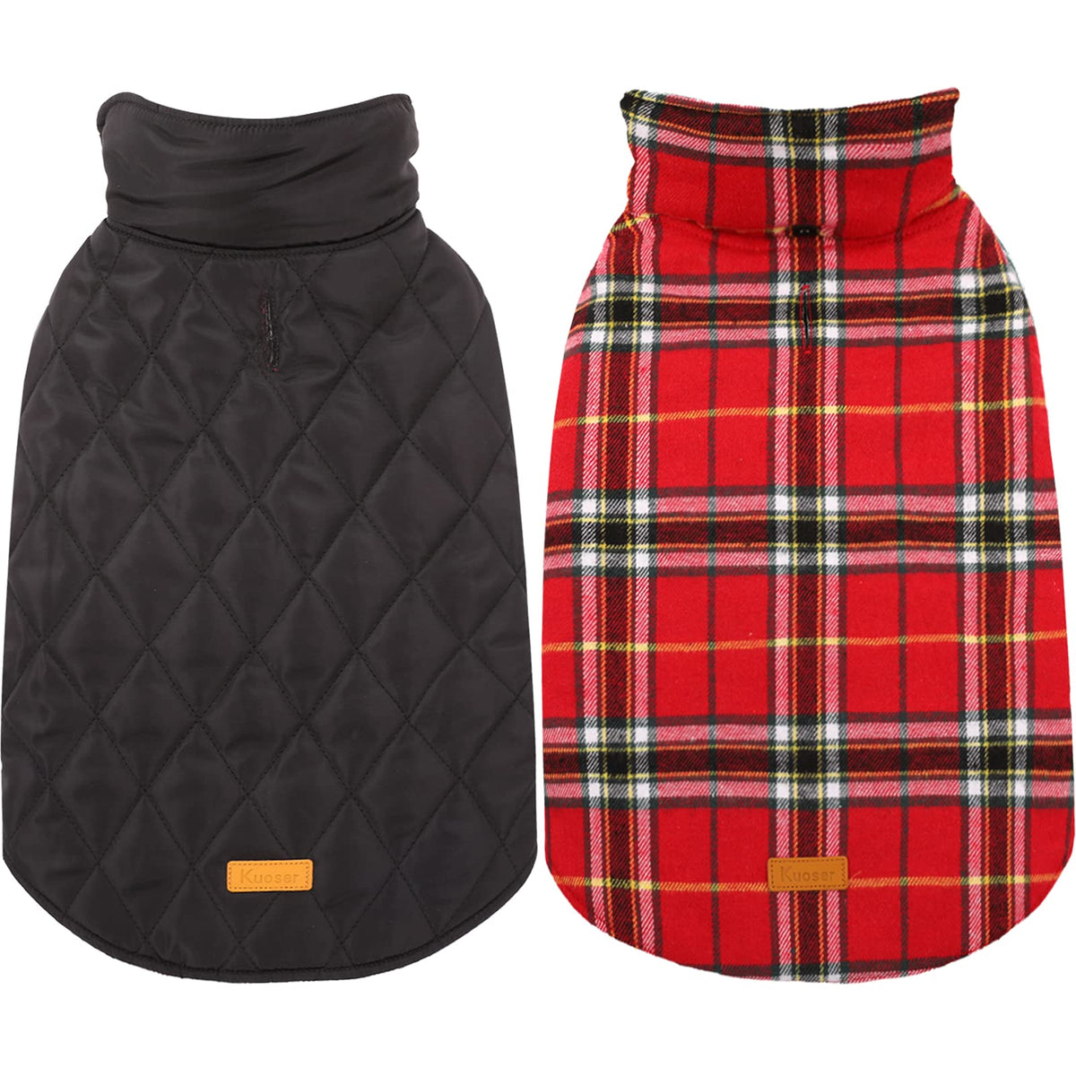 Kuoser Waterproof Dog Coat, Warm Reversible Dog Jacket with Leash Hole