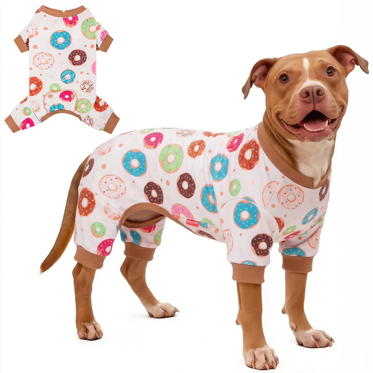 KYEESE Dog Christmas Pajamas for Small Dog Velvet Onesie with Red Snowflake