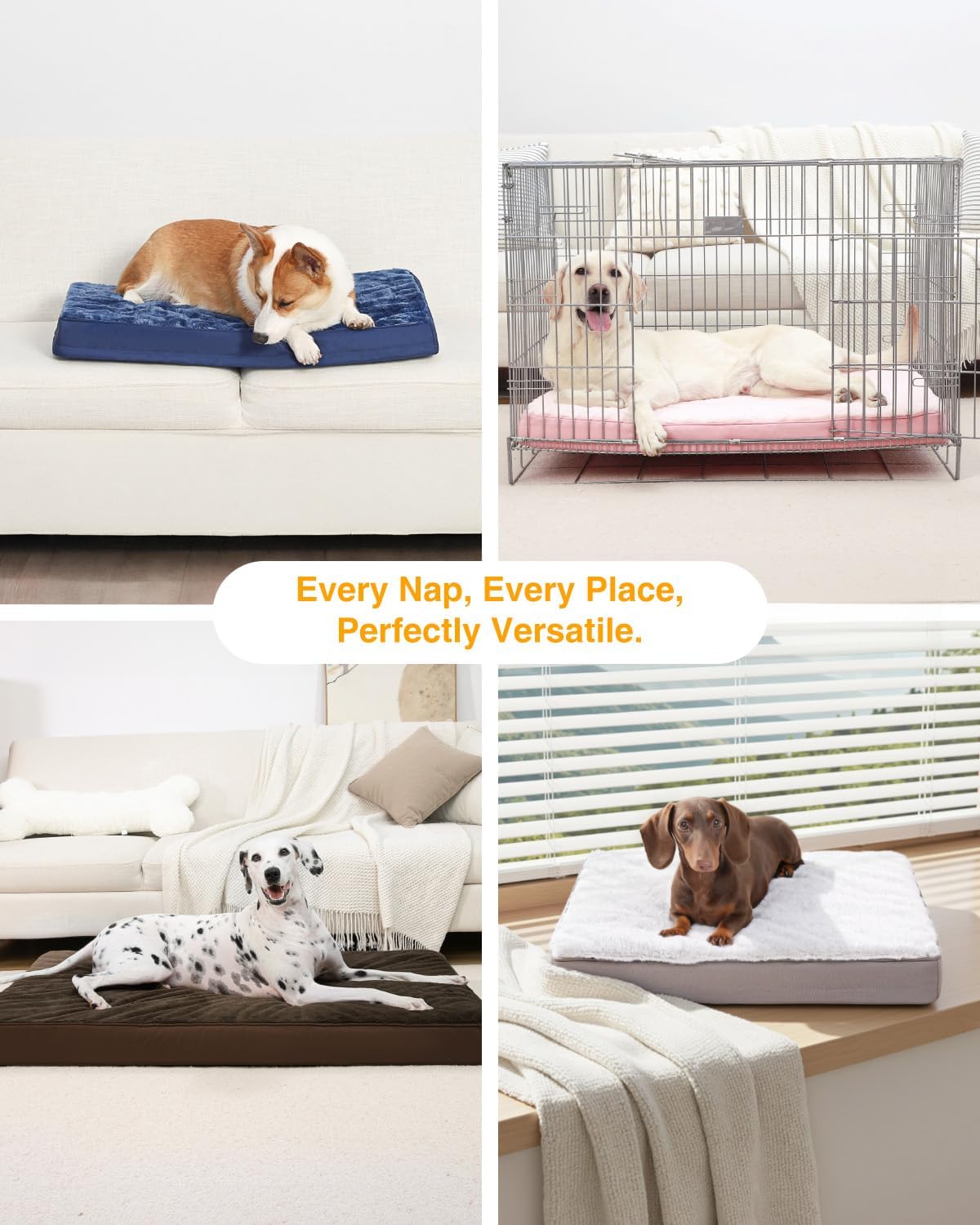 KSIIA Orthopedic Dog Crate Bed - Waterproof, Washable Dog Bed with Egg Crate Foam & Removable Cover, 35 x 22 Inch, Dark Gray