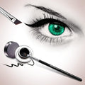 Eyeliner Brush Fine Angled - PRO Precision Gel Eye Liner Makeup Brush -Ultra Thin Slanted Flat Angle - Premium Cruelty Free Synthetic Bristles (E835)