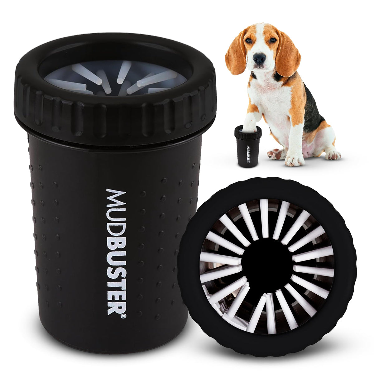 Dexas MudBuster Medium Dog Paw Cleaner, Fuchsia, Fits 1.5"-2.5" Wide Paws, Gentle Silicone Bristles for Quick, Easy Cleaning