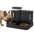 ZOMISIA Automatic Cat Feeder and Water Dispenser Set, 2 in 1 Gravity Cat Food Dispenser with 180 Degree Rotatable, Pet Self Feeding Large Capacity for Small Dogs Puppy Kitten, Black, 0.8 Gallon x 2
