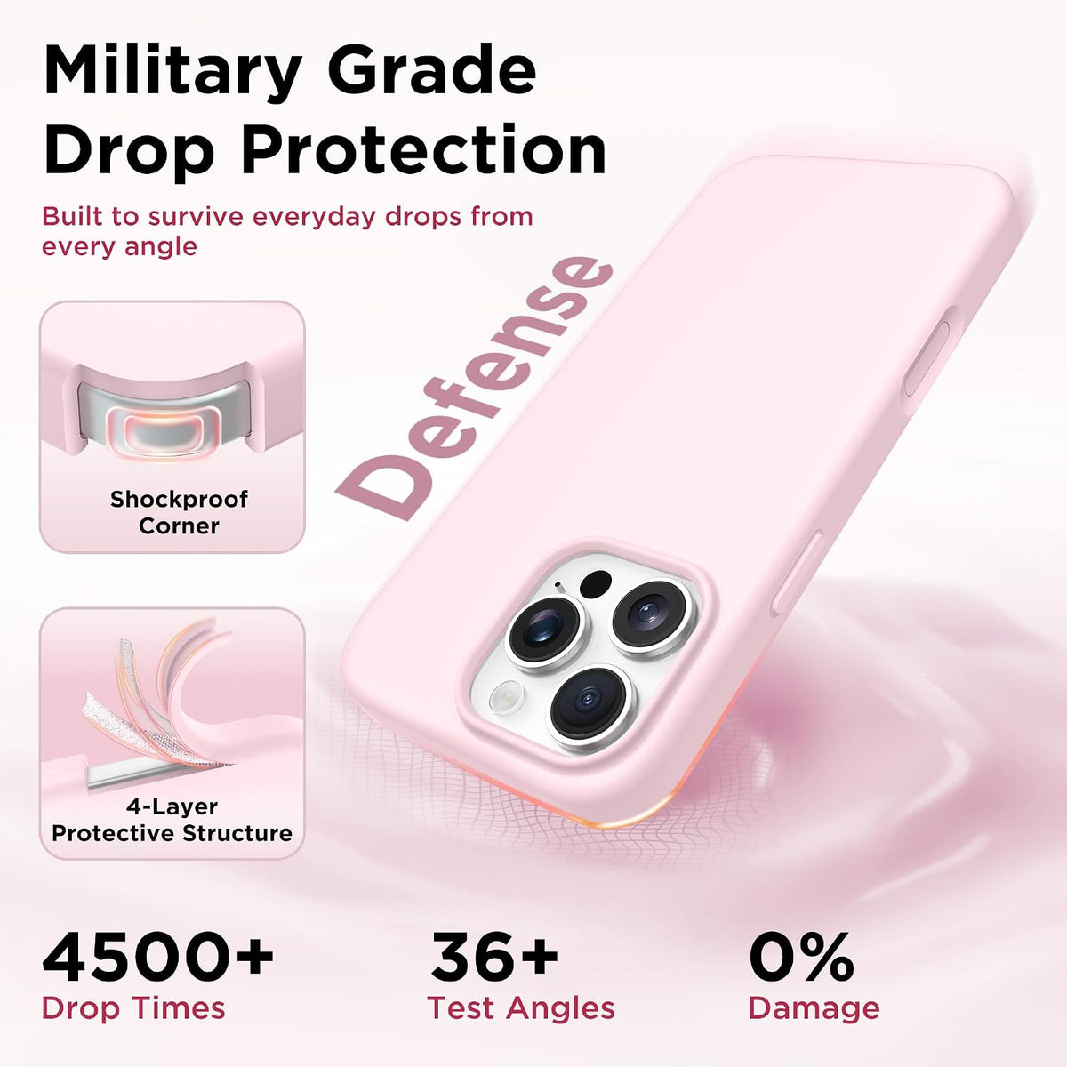 GolbinBox Magnetic for iPhone 16 Pro Max Case, Silicone Cover, Chalk Pink