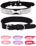 Bling Dog Collar for Small Medium Large Dogs, Crown Rhinestone Dog Collars for Girl and boy Dog, Diamond Puppy Collars, Adjustable Leather Suede SOFE Cat Collar (S(10.6"-13"/27CM-33CM), Pink)