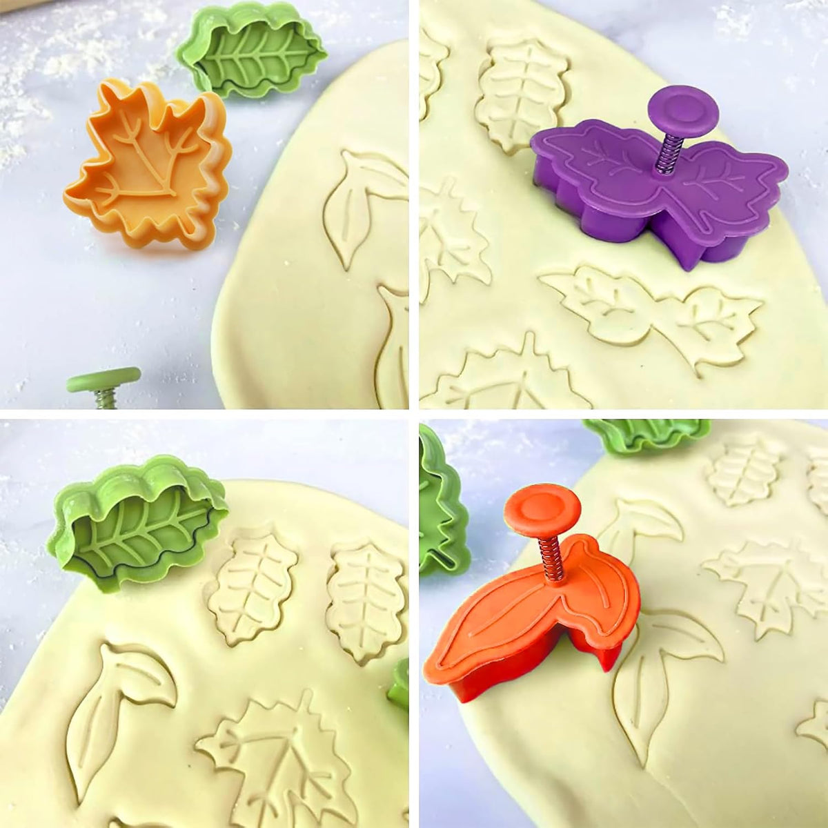 Cake Leaves Baking Pie Crust Cutters Set of 4 Random Color