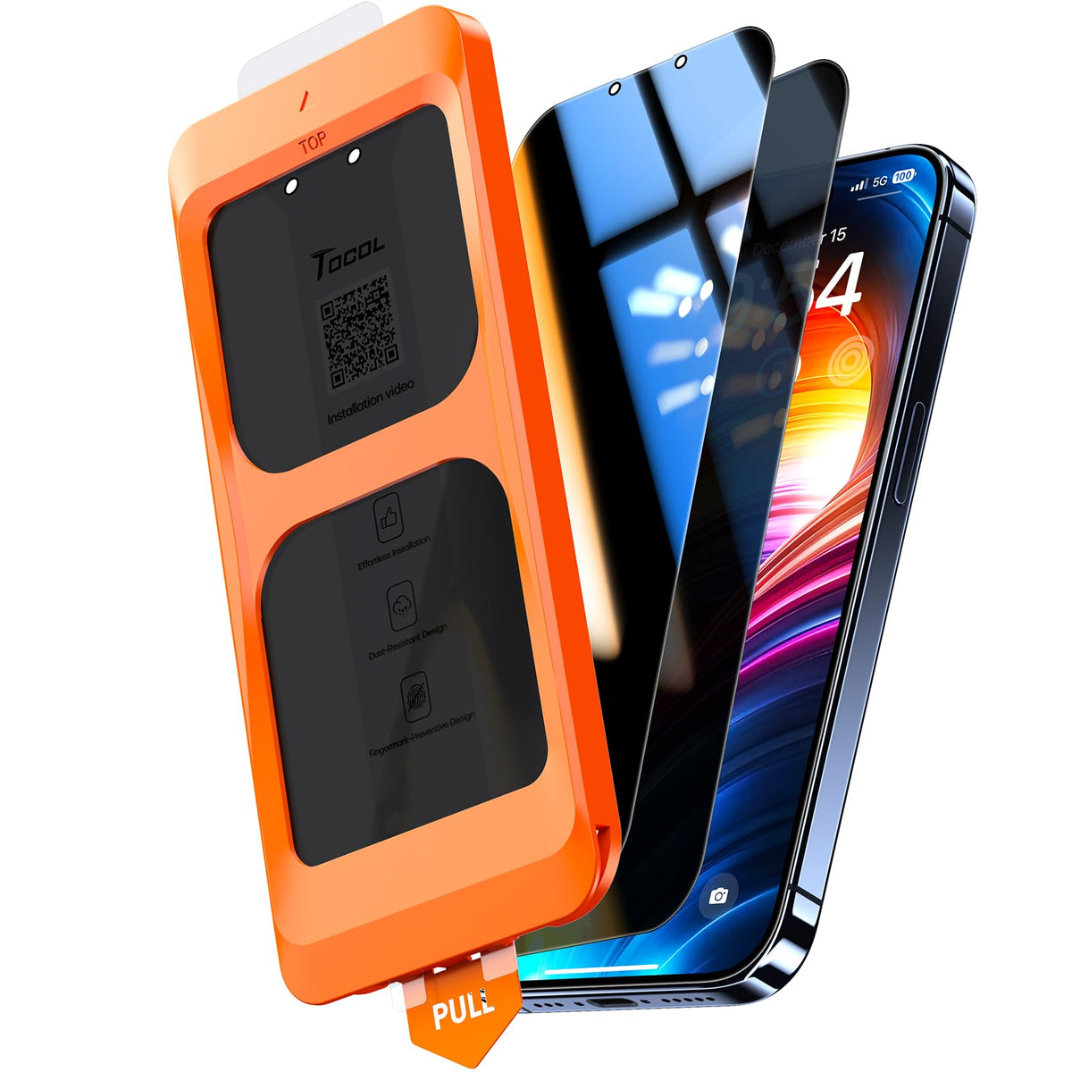 TOCOL for iPhone 15 Pro Screen Protector, Easy Installation