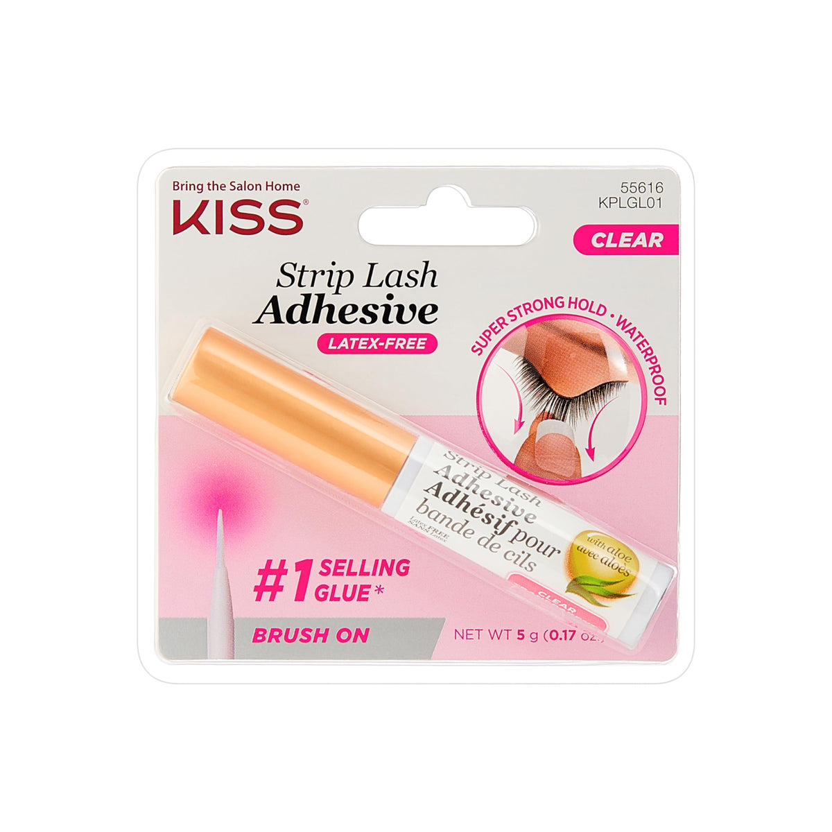 KISS Lash Adhesive, Lash-Glue, 24hr Strip Eyelash Adhesive, Clear, Includes Lash-Adhesive, Long Lasting Wear, Can Be Used with Strip Lashes and Lash Clusters (Pack of 2)
