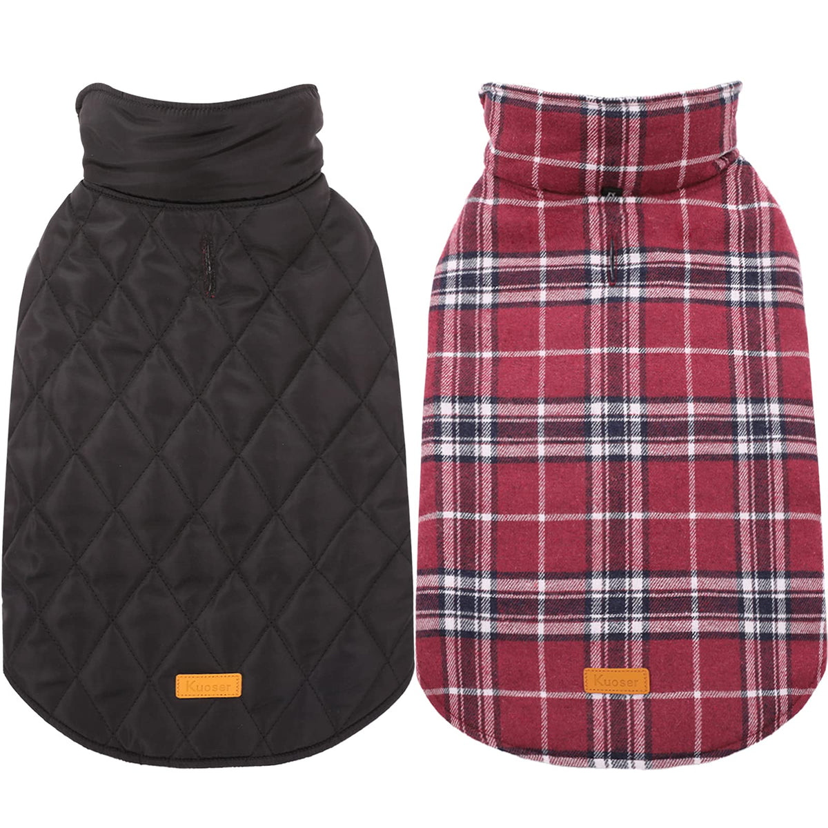 Kuoser Waterproof Dog Coat, Warm Reversible Dog Jacket with Leash Hole