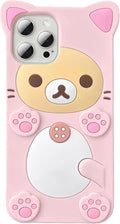 IAIYOXI 3D Cute Cartoon Bear Phone Case for iPhone 15 - Fashionable and Stylish - Funny Pink Bear Design - Soft TPU Protective Case - Kawaii Silicone Cover for Women, Girls, and Kids
