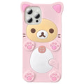 IAIYOXI 3D Cute Cartoon Bear Phone Case for iPhone 15 - Fashionable and Stylish - Funny Pink Bear Design - Soft TPU Protective Case - Kawaii Silicone Cover for Women, Girls, and Kids
