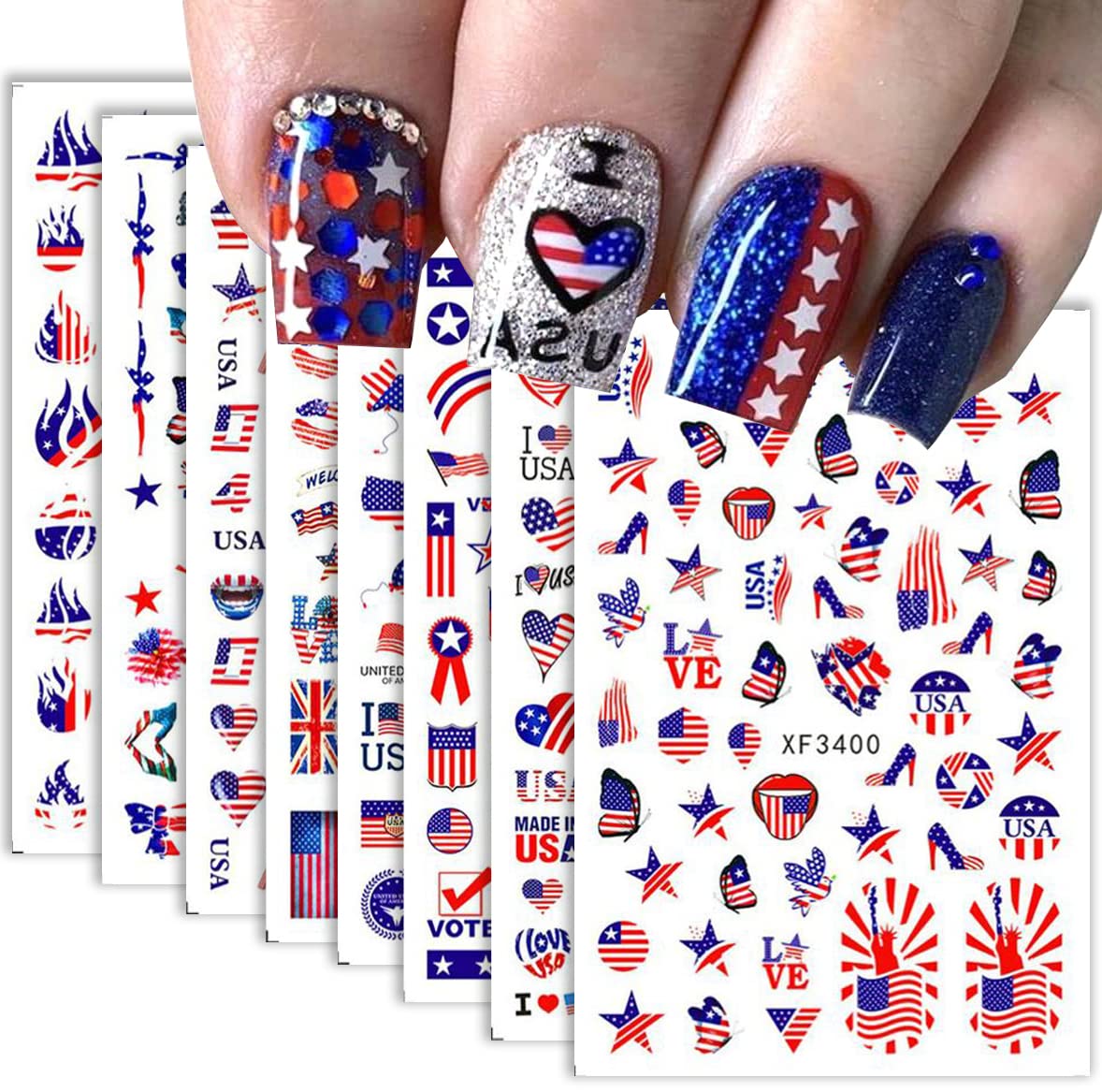 Halloween Nail Art Stickers Cute Ghost Pumpkin 3D Self-Adhesive Nail Decals Bat Cat Skull Designs Nail Decorations Halloween DIY Manicure Supplies for Women Girls&Kids 6Pcs