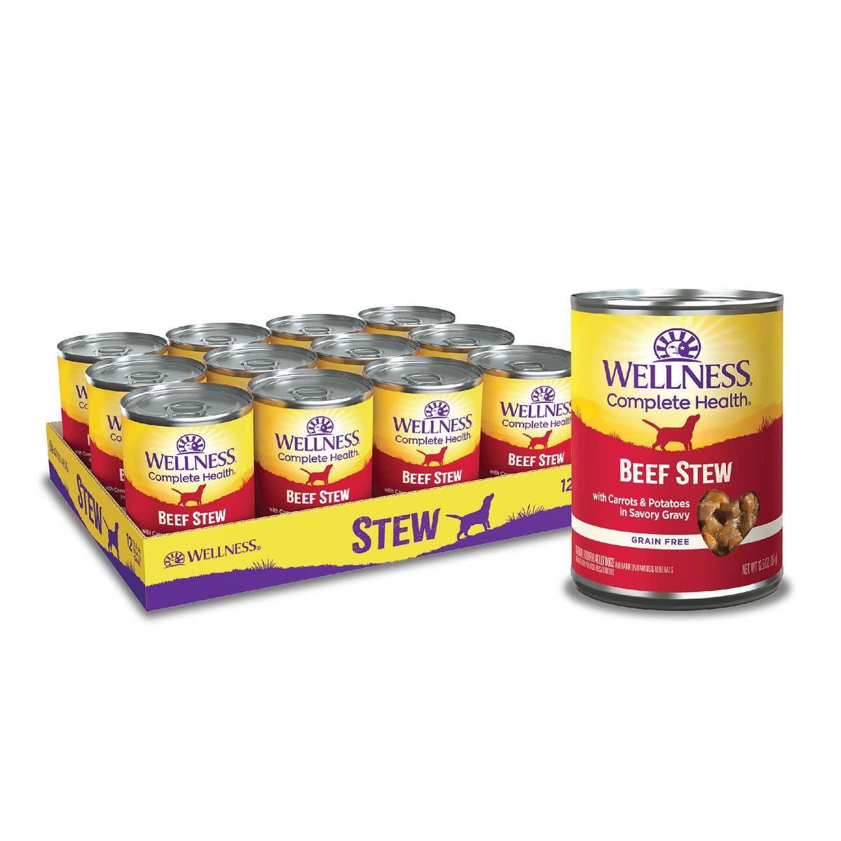 Wellness Complete Health Pate Variety Pack Adult Canned Wet Dog Food, Wholesome Grains, Natural, 12.5 oz, Pack of 6 Cans