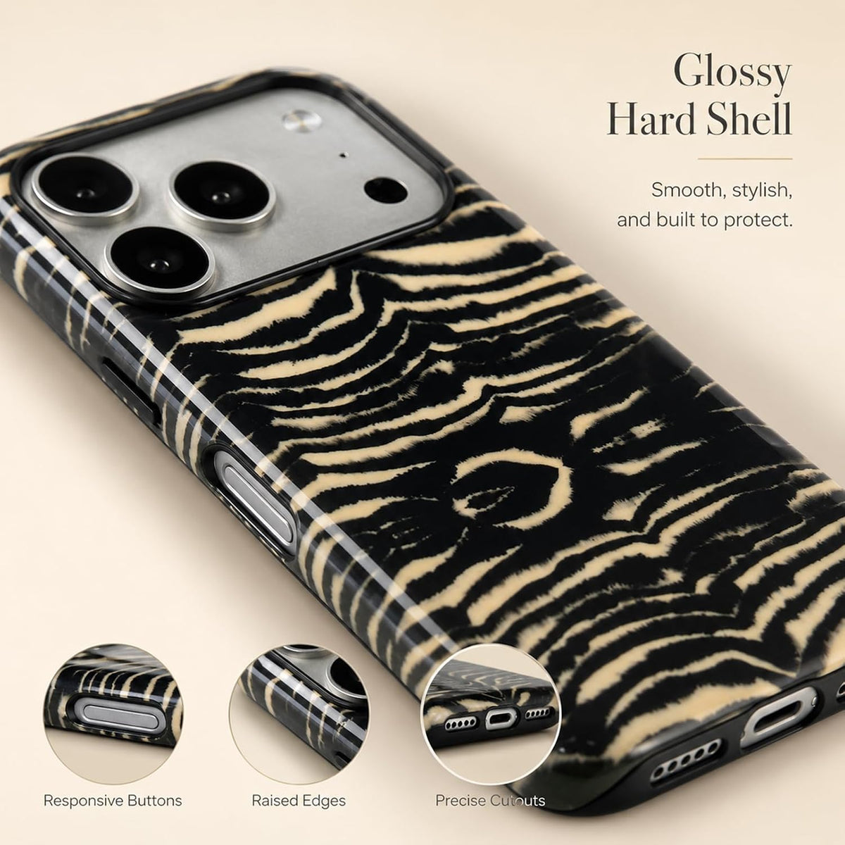 Compatible with iPhone 18 Pro Case,Animal Stylish Zebra Tiger Print Pattern Retro Phone Case Shockproof Double-Layer Drop-Resistant Protection,Zebra, for iPhone 18 Pro