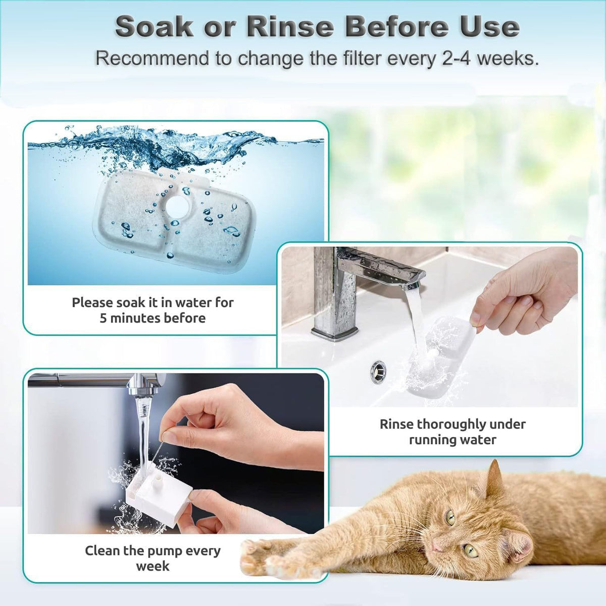 16 Pack Cat Water Fountain Replacement Filter for Petlibro Dockstream Cat Water Fountain(PLWF005/PLWF115/PLWF105, Pet Water Fountain Filter with Replacement Pre-Filter Pump Sponges(16+16)