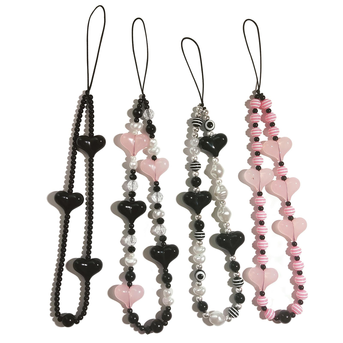 cioatu 4 Pieces Cute Phone Charms Beaded Phone Strap Aesthetic Y2K CellPhone Keychain Cute Bear Butterfly Heart Cool PhoneCharm for Bag Keychain Airpods Camera Pendants Decor