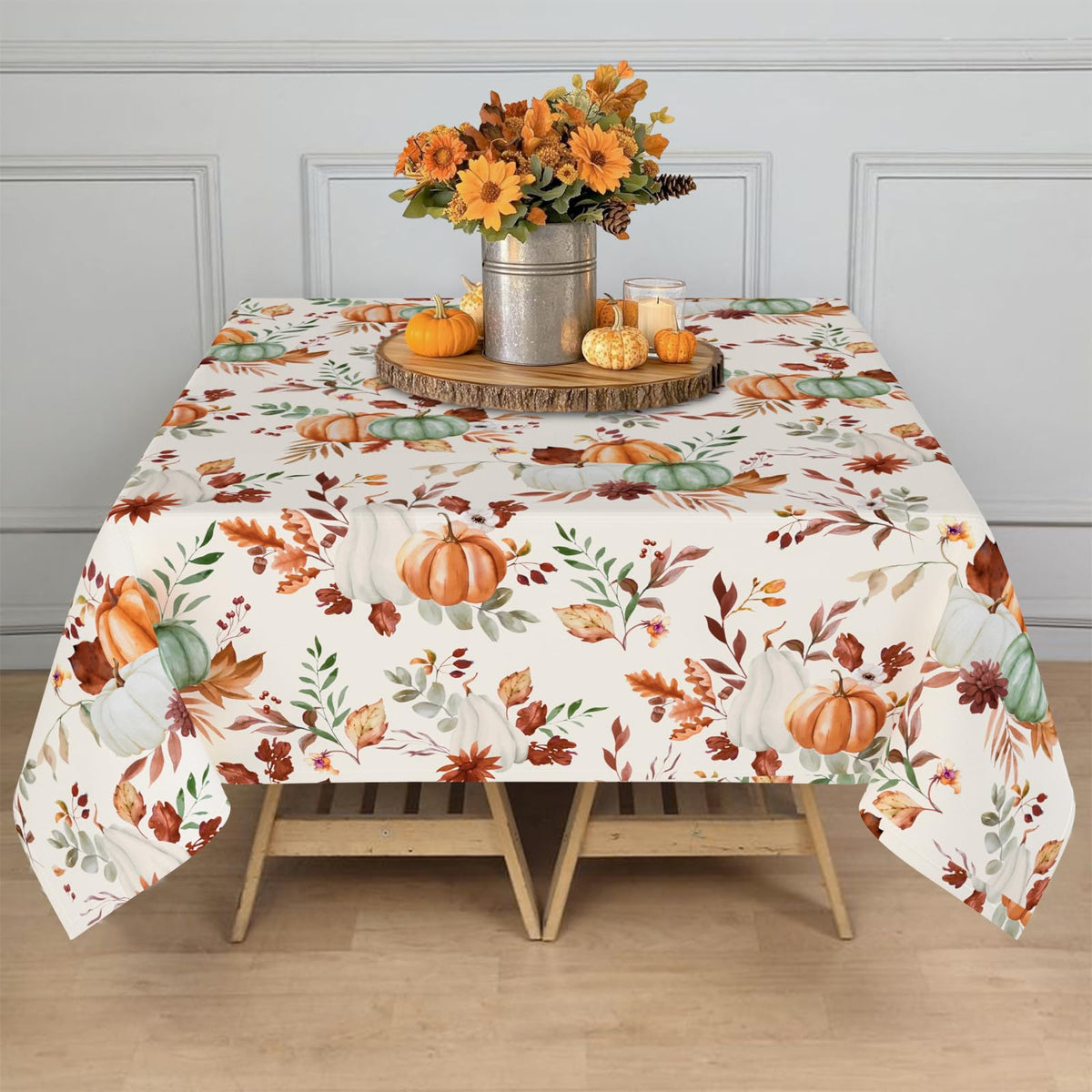 Fall Thanksgiving Tablecloth Waterproof Pumpkin Table Cloths for Autumn Harvest Indoor Outdoor Dining Room Decor-60 * 84" Oval