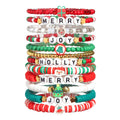 Halloween Bracelets Set for Women,10Pcs Stocking Stuffer Clay Preppy Heishi Boo Skull Charm Beads Stackable Bracelet Adjustable Friendship Holiday Stretch Jewelry Gift