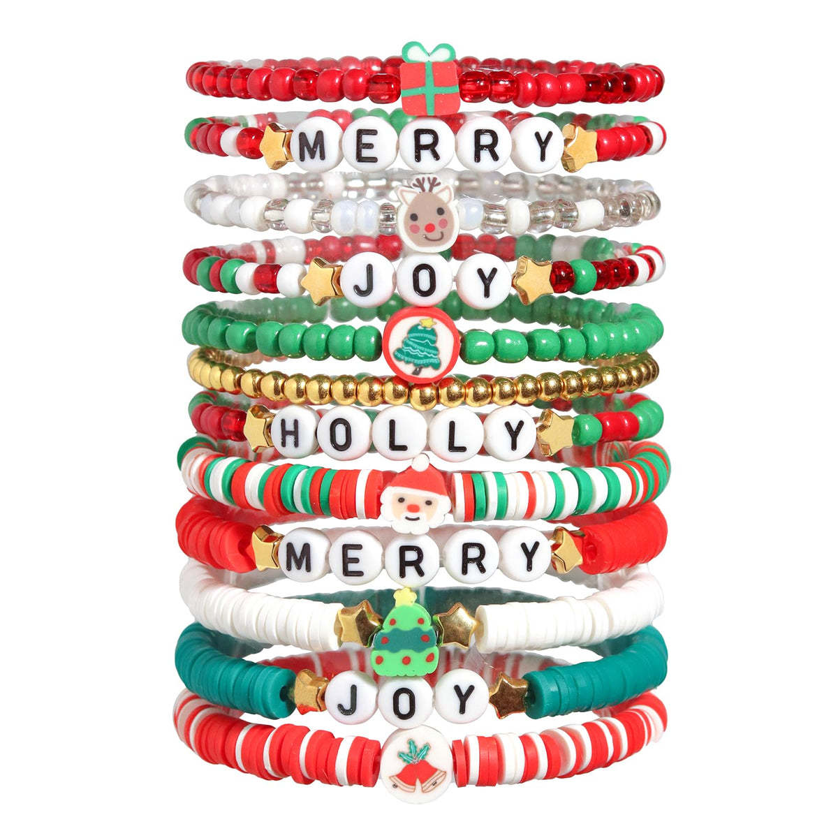 Halloween Bracelets Set for Women,10Pcs Stocking Stuffer Clay Preppy Heishi Boo Skull Charm Beads Stackable Bracelet Adjustable Friendship Holiday Stretch Jewelry Gift