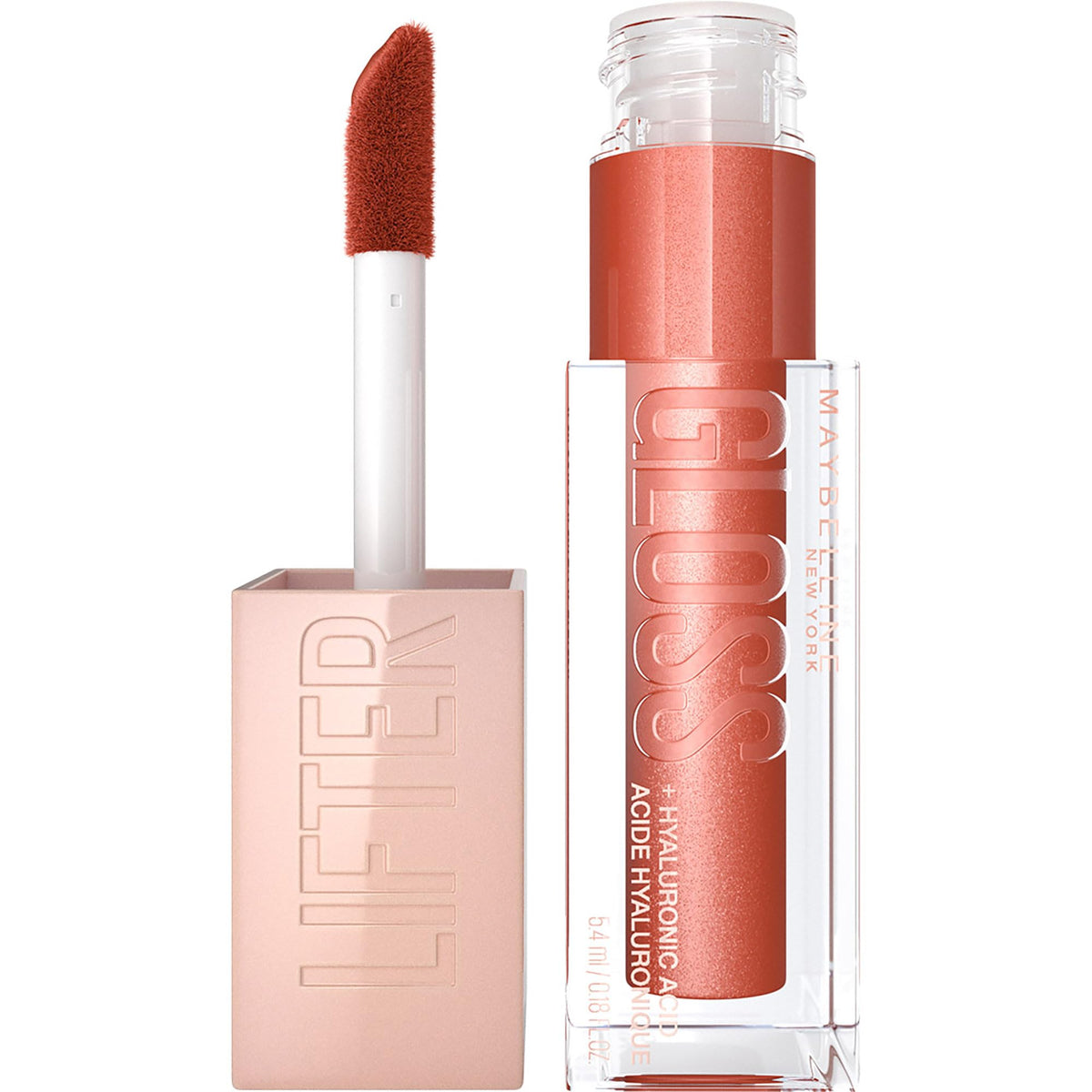 Maybelline New York Lifter Gloss Hydrating Lip Gloss with Hyaluronic Acid, Bubblegum, Sheer Bright Pink, 1 Count