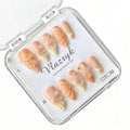 Luxury Handmade Press on Nails - Long Square White French Tips Press on Nail with Almond 3D Rhinestones, Flowers & Butterflies, Acrylic Multi-Layer Gel False Nails for Women (10Pcs Size M)