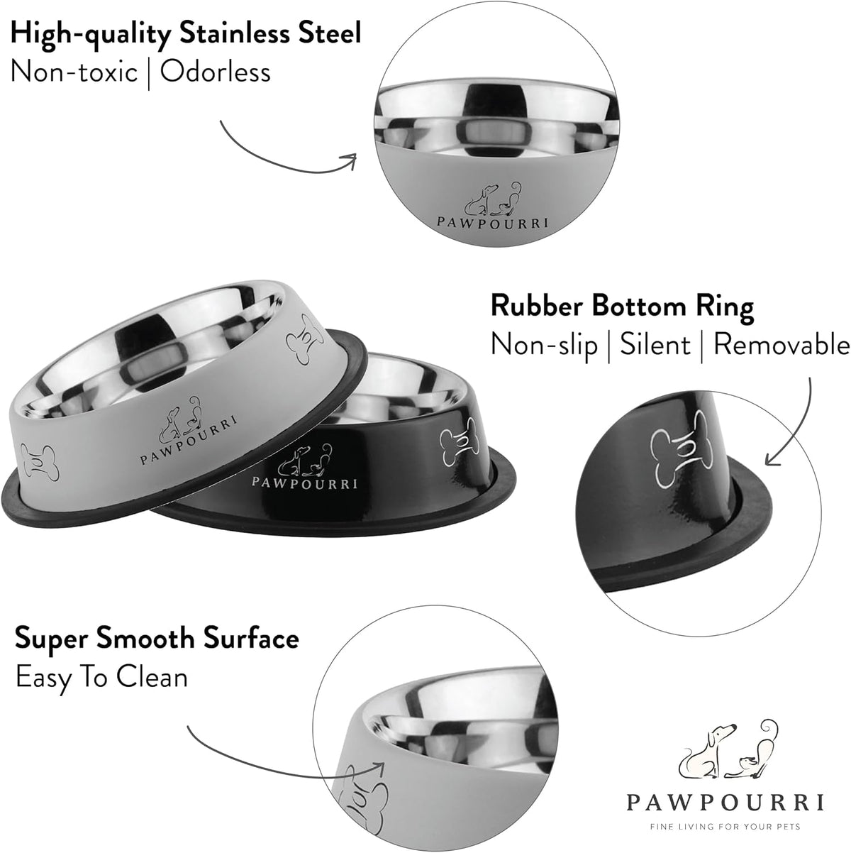 2Pc Stainless Steel Dog Bowls Set - Non-Slip Food and Water Bowl 16 Oz - Dishwasher-Safe, Rust Resistant Steel Pet Bowls for Small Dogs & Puppies | Durable Dog Feeding Bowl - Orange