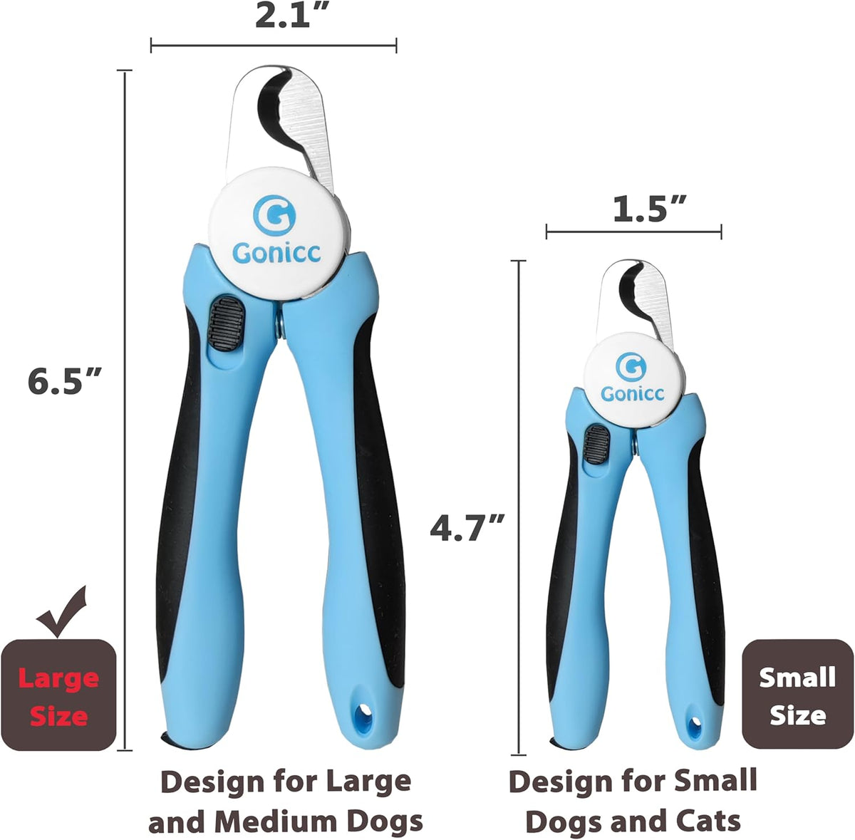 gonicc Professional Dog & Cat Pets Nail Clippers & Trimmers | With Safety Guard to Avoid Overcutting, Free Nail File, Razor Sharp Blade - Professional Grooming Tool for Pets