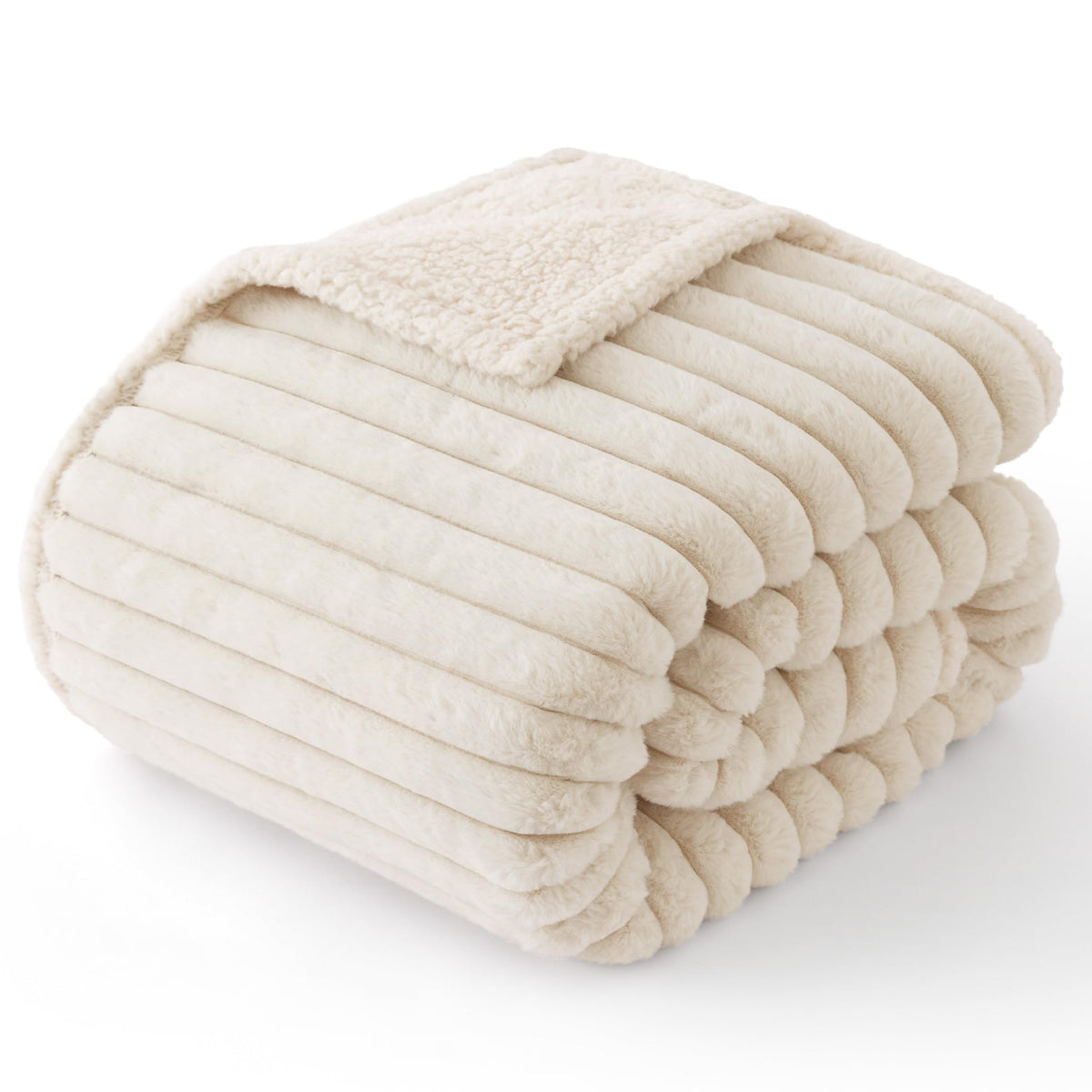 Bedsure ComfyFleece™ Waterproof Dog Blankets for Large Dogs,50x60 Cream | Soft Plush Couch Cover,Washable Corduroy Fleece for Furniture Protector,Cozy Calming Reversible Pet Blanket for Senior Dogs