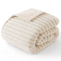 Bedsure ComfyFleece™ Waterproof Dog Blankets for Large Dogs,50x60 Cream | Soft Plush Couch Cover,Washable Corduroy Fleece for Furniture Protector,Cozy Calming Reversible Pet Blanket for Senior Dogs
