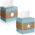 Thyle 2 Pcs Fall Tissue Box Cover Square, Pumpkin PU Leather Tissue Holder