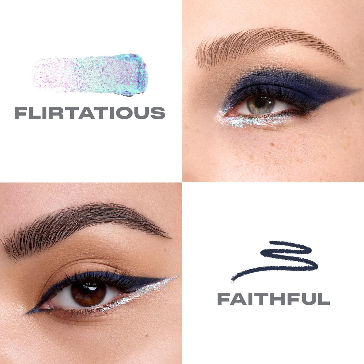 Morphe Mixed Signals Dual-Ended Eyeshadow Stick - Cream Eyeshadow Pigment & Chrome Liquid Flakes for Bold, Layered Eye Makeup Looks - Flirtatious/Faithful (0.028 oz)