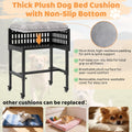 Beside Dog Bed,2 Panels Adjustable Height Dog Bunk Beds,26.8”x18.1” Metal Frame & Cushion, Converts to Bunk Bed or Bed Extension Attachment for Human Bed, for Small Dogs