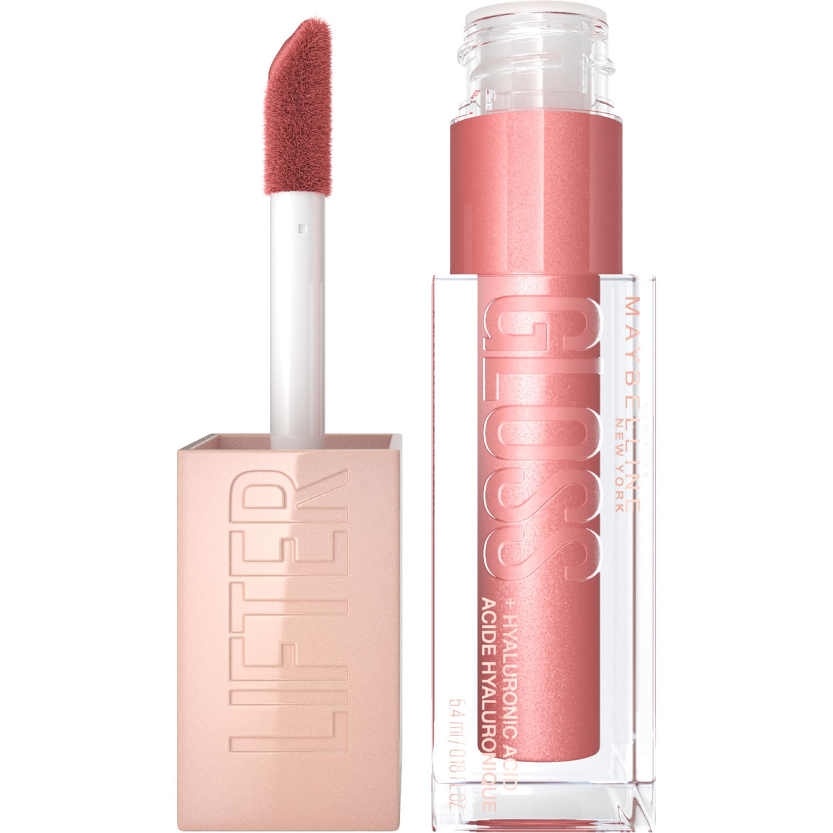 Maybelline New York Lifter Gloss Hydrating Lip Gloss with Hyaluronic Acid, Bubblegum, Sheer Bright Pink, 1 Count